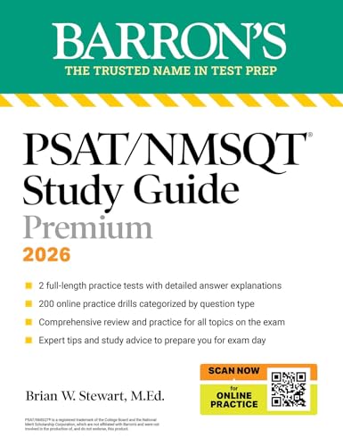 Barron's PSAT/NMSQT Study Guide 2026 cover with yellow and white text.