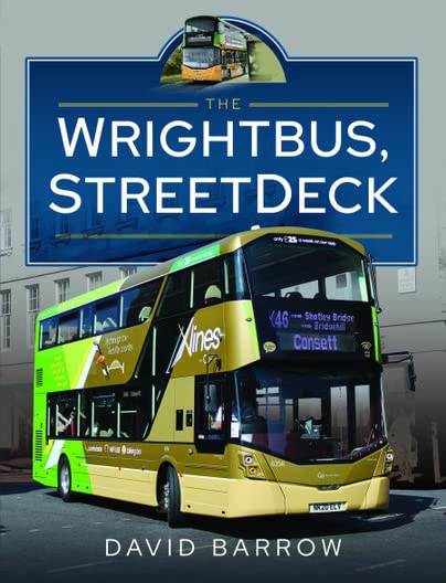 Yellow and green double-decker Wrightbus StreetDeck on a city street.