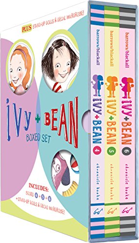 Ivy and Bean boxed set containing books four, five, and six with stand-up dolls.