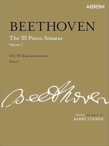 Beethoven’s “The 35 Piano Sonatas, Volume 1” sheet music book, gold cover.