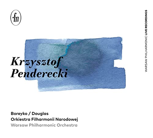 CD cover with blue watercolor wash and composer’s name, “Penderecki.”