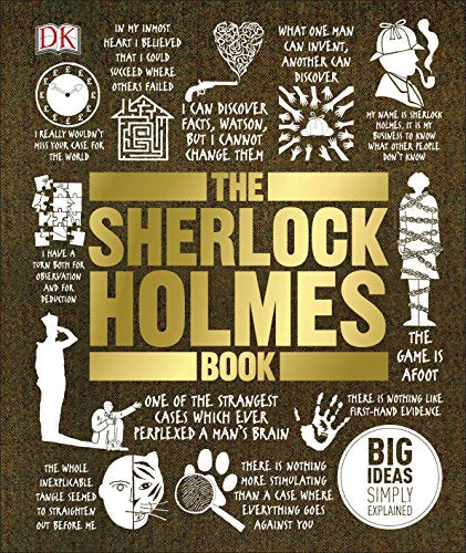 Book cover for "The Sherlock Holmes Book" with illustrated quotes and imagery.