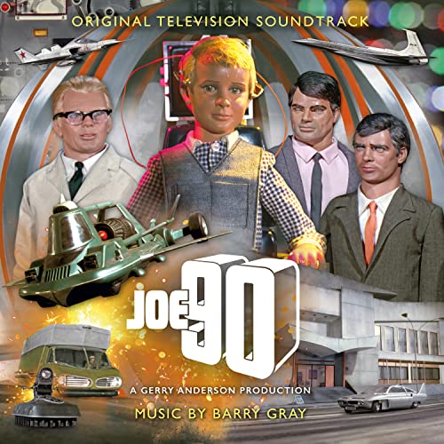 CD cover for "Joe 90" soundtrack featuring characters and futuristic vehicles.