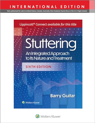 Book cover: "Stuttering" sixth edition, blue and white text, Wolters Kluwer.