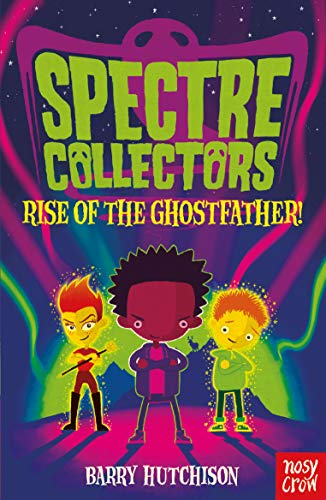 Book cover: three cartoon children with a spooky green background.