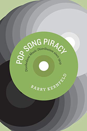 Book cover for “Pop Song Piracy” with a green record design.