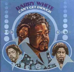 Album cover featuring multiple painted portraits of Barry White against a blue background.