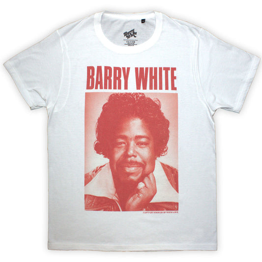 Medium t-shirt featuring a box photo of singer Barry White.