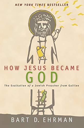 Book cover showing a stylized Jesus with figures climbing a ladder on a beige background.