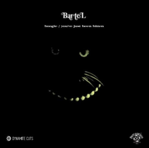 A vinyl record cover with a black cat face on a black background.