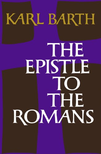 Book cover titled The Epistle to the Romans by Karl Barth on purple background.