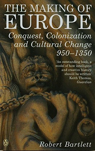 Book cover with medieval carving of chained figures and title "The Making of Europe".