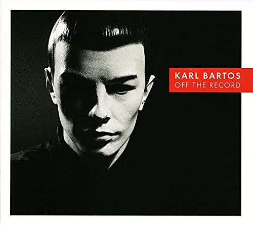 Black and white portrait of Karl Bartos with a red text box on the right.