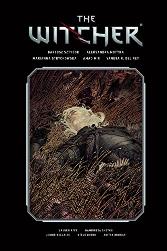 “The Witcher Library Edition Volume 2” book cover with a warrior in grass.