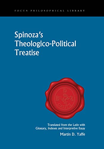 Blue book cover with red seal and title: "Spinoza's Theologico-Political Treatise".