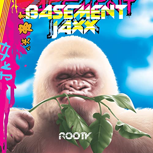Album cover for Basement Jaxx’s “Rooty” featuring a gorilla with foliage.