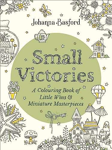 “Small Victories” colouring book cover with delicate floral and miniature illustrations.