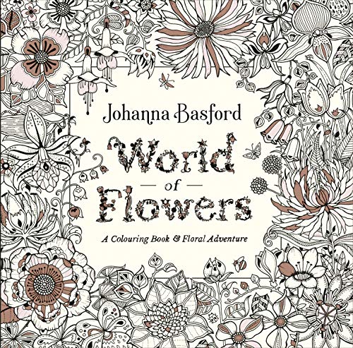 Floral coloring book cover with detailed botanical illustrations and title text.