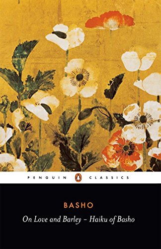Book cover with painted poppies and the title "On Love and Barley" by Basho.