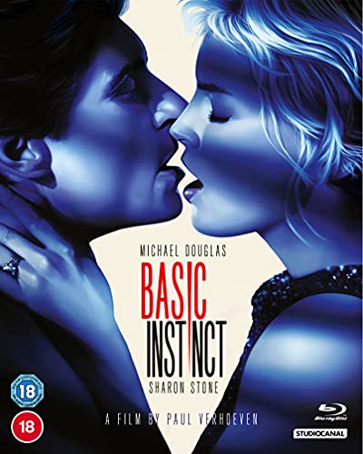 Blu-ray cover for "Basic Instinct" featuring two actors in close embrace.