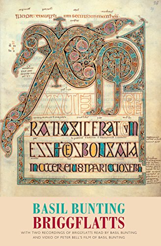 Book cover featuring an illuminated manuscript page and the title Briggflatts by Basil Bunting.