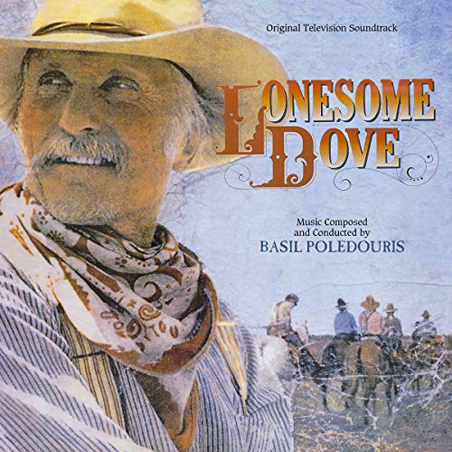 "Lonesome Dove soundtrack CD cover featuring a cowboy and riders on horseback."