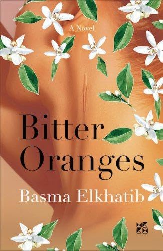 Book cover: "Bitter Oranges" with orange blossoms and a textured background.