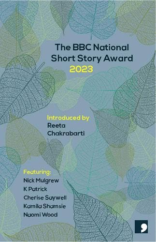 Book cover for The BBC National Short Story Award 2023 with blue leaf illustrations.