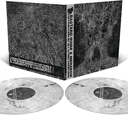 Vinyl record of Bastard Noise & Merzbow, with textured black and white cover.