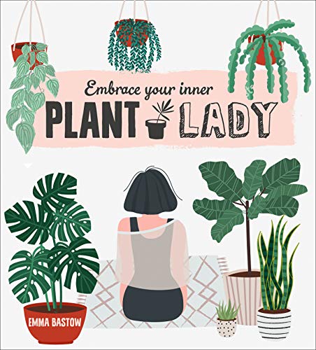 Book cover with illustrated plants and a woman viewed from behind.