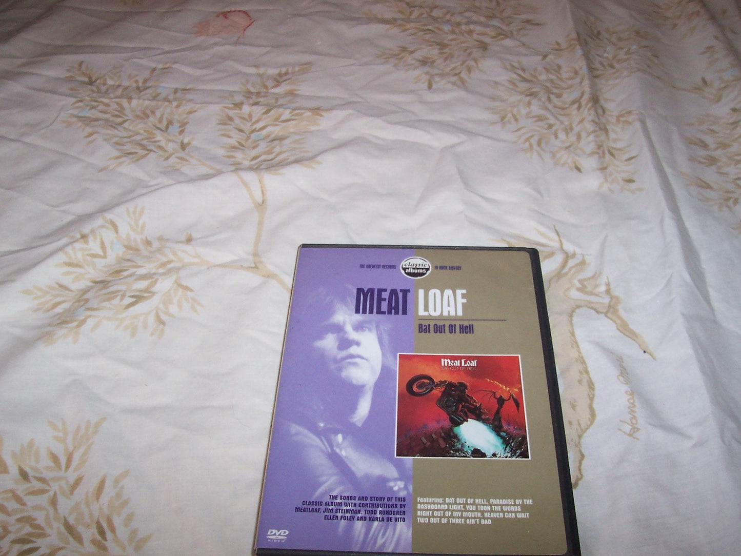 DVD case for Meat Loaf’s “Bat Out of Hell” album, portrait and artwork.