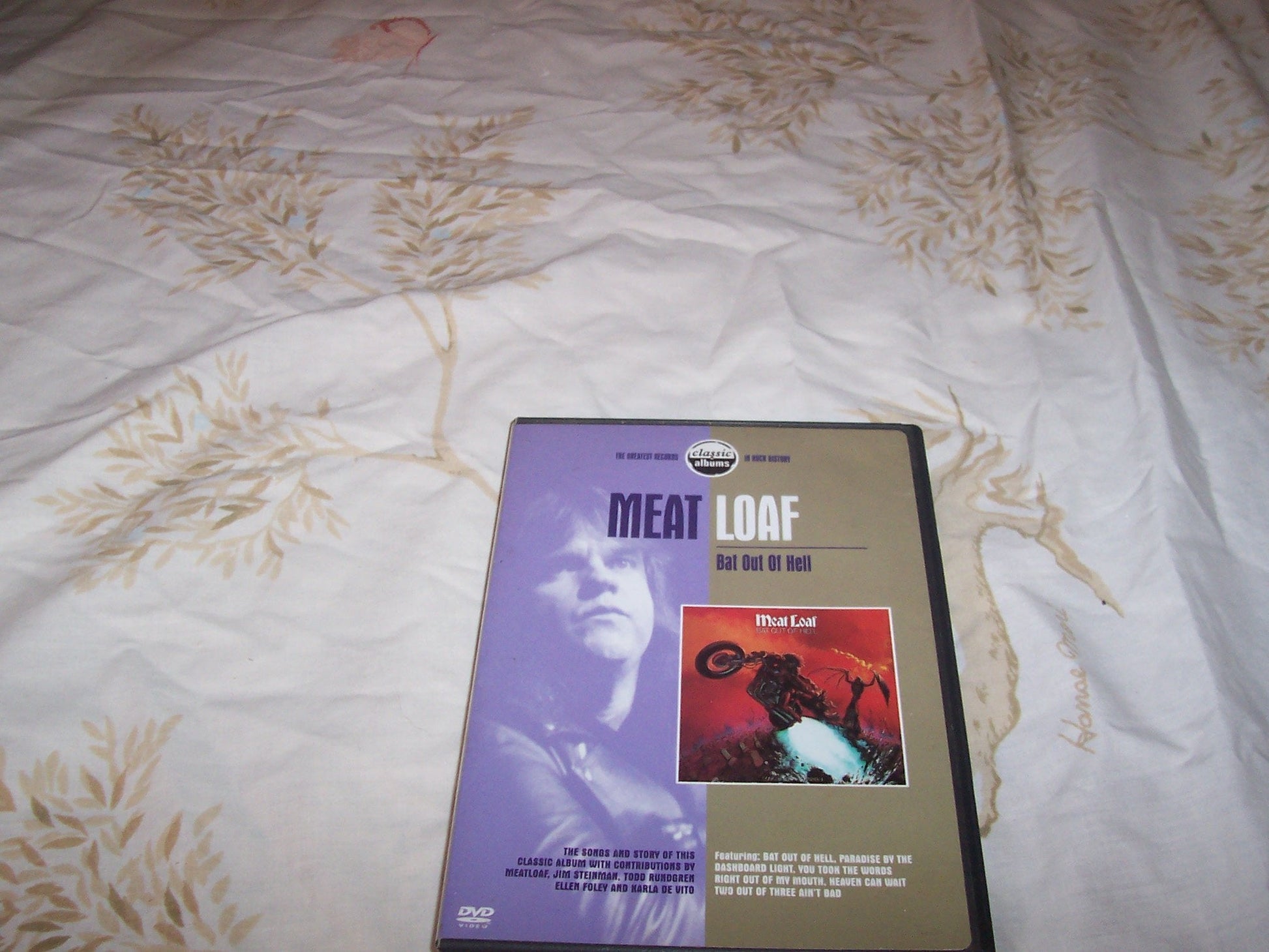 DVD case for Meat Loaf’s “Bat Out of Hell” album, portrait and artwork.
