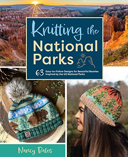 Book cover featuring knitted beanies and a landscape of Bryce Canyon.