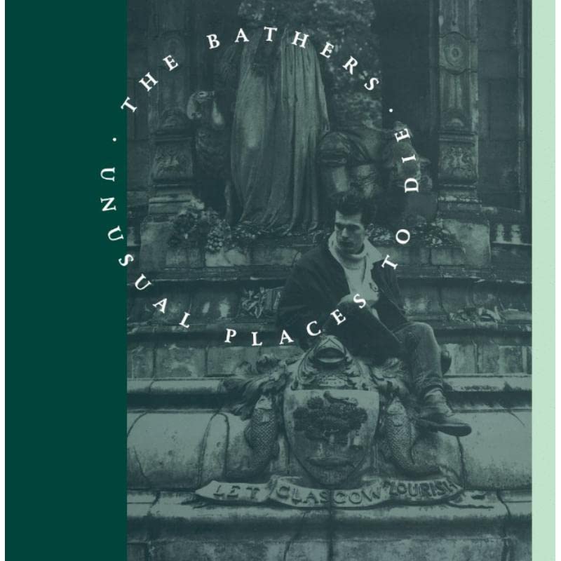 Album cover for Bathers’ “Unusual Places To Die” featuring a seated person.