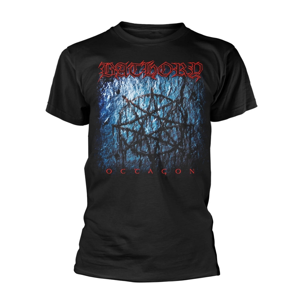 Black t-shirt with "BATHORY - OCTAGON" album artwork graphic.
