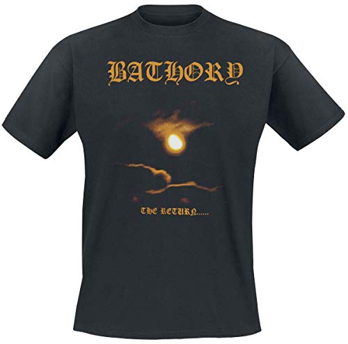 Black t-shirt featuring the Bathory logo and The Return album cover art.