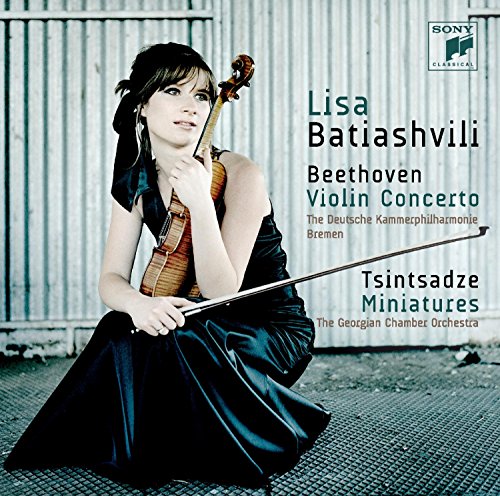 CD cover featuring violinist Lisa Batiashvili and text: Beethoven, Tsintsadze.