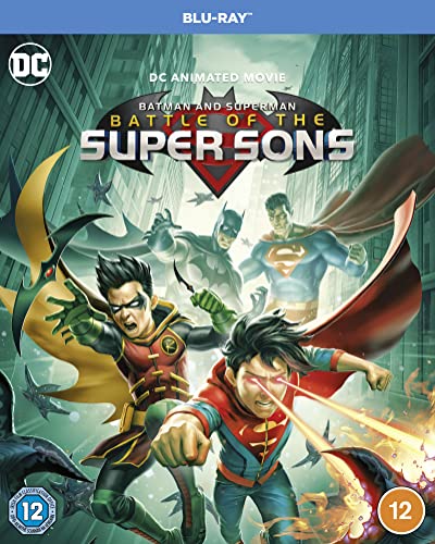Blu-ray cover art featuring Robin and Superboy in action with Batman and Superman behind.