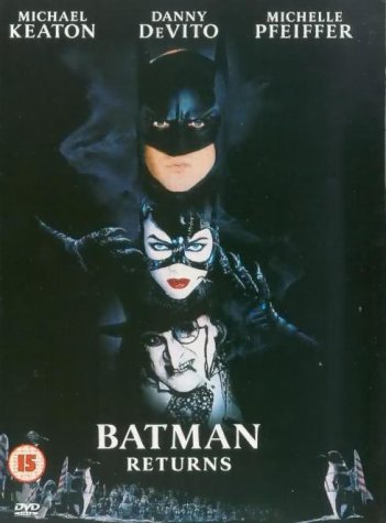 "Brady, Catwoman, and Penguin on the cover of Batman Returns DVD."