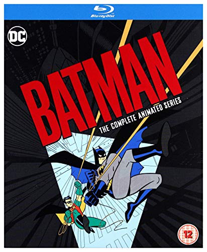 Batman and Robin in flight on Blu-ray cover art.