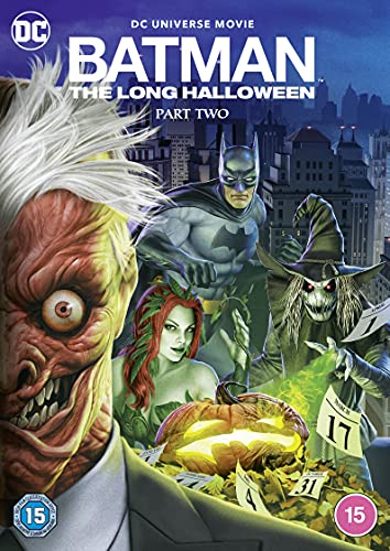 Batman, Two-Face, Poison Ivy, and Scarecrow on DVD cover art.