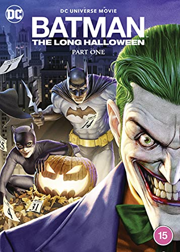 Batman, Catwoman, and Joker on DVD cover for "The Long Halloween Part One.