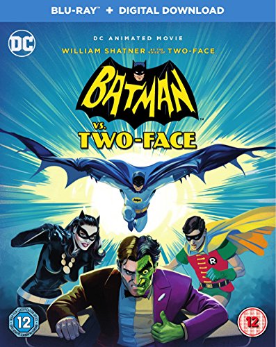Blu-ray cover for “Batman vs. Two-Face” featuring Batman, Two-Face, and other characters.