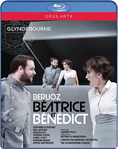 Blu-ray cover for Berlioz's Beatrice et Benedict featuring four opera singers on stage.