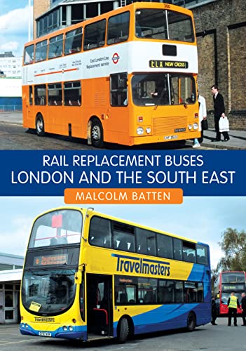 Book cover featuring orange and blue rail replacement buses in London.