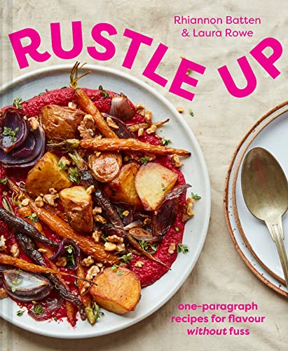 Cookbook cover with roasted vegetables, title “Rustle Up”, and authors’ names.