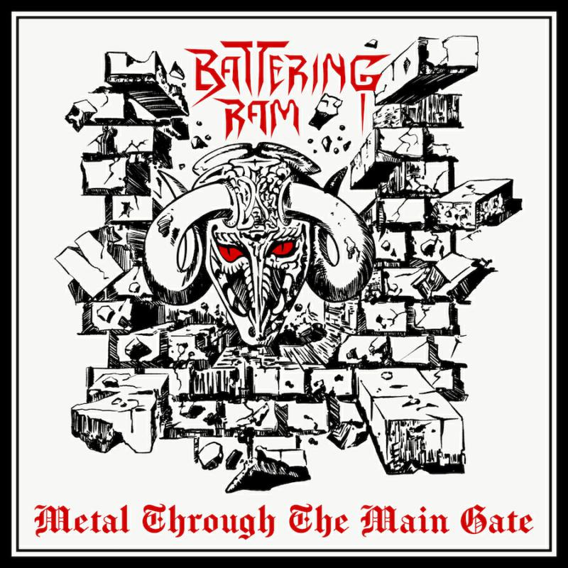 Black and white album cover with a demonic skull and breaking wall.