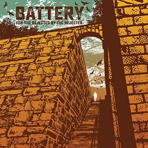 Orange vinyl record cover with a brick archway and distant figure.