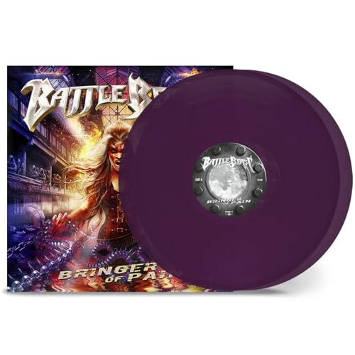 Purple vinyl record with album cover depicting a warrior woman.