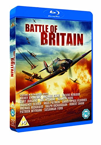 Blu-ray cover for Battle of Britain featuring vintage fighter planes in aerial combat.